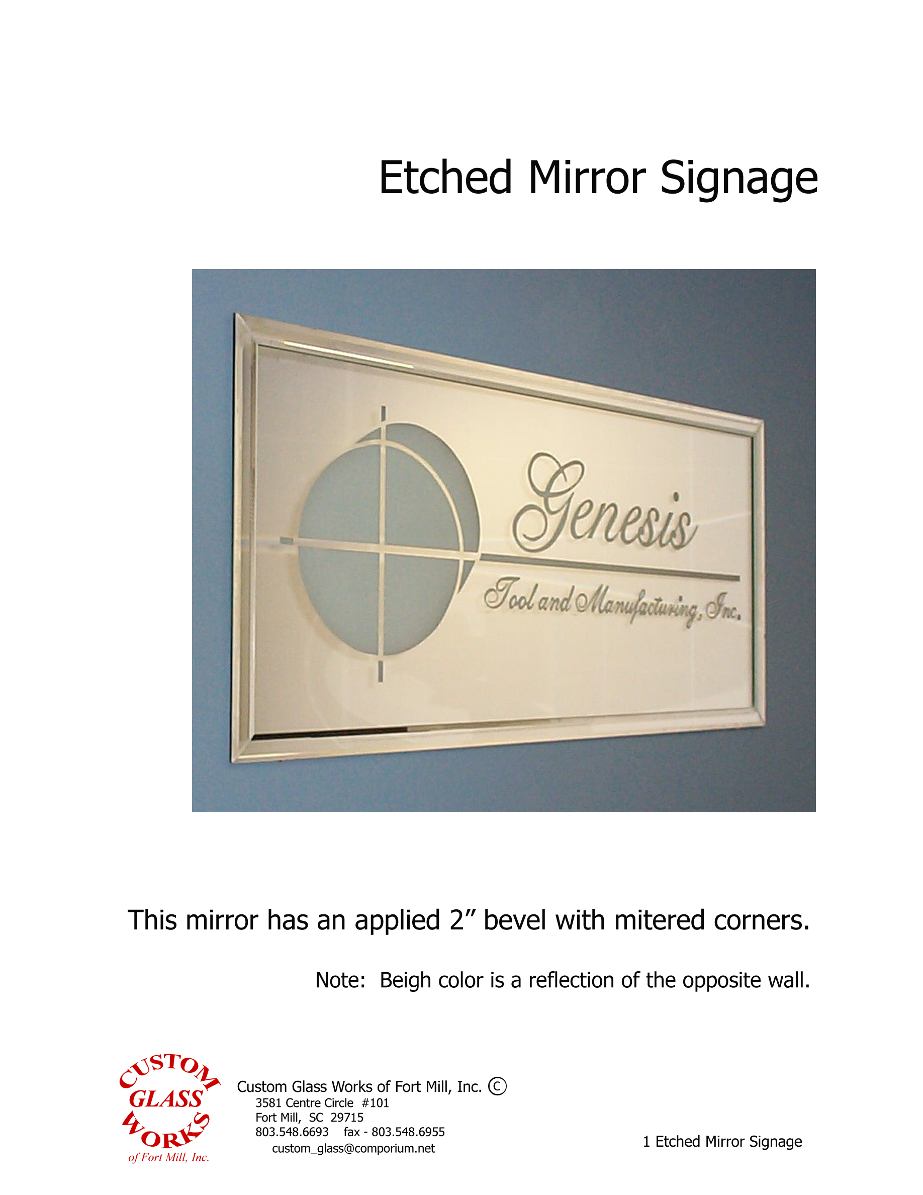 1 Etched Mirror Signage
